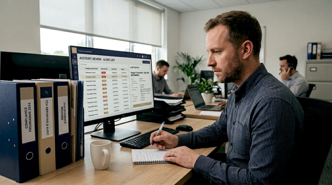 Compliance officer reviews crypto transactions