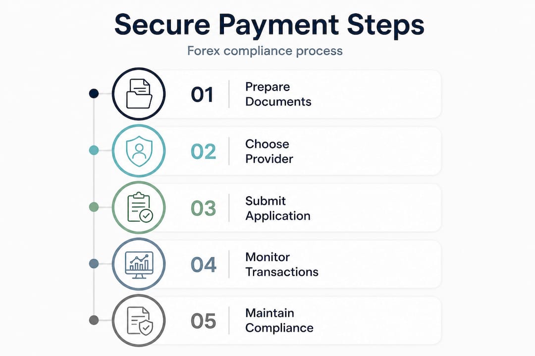 Infographic outlining forex payment compliance steps