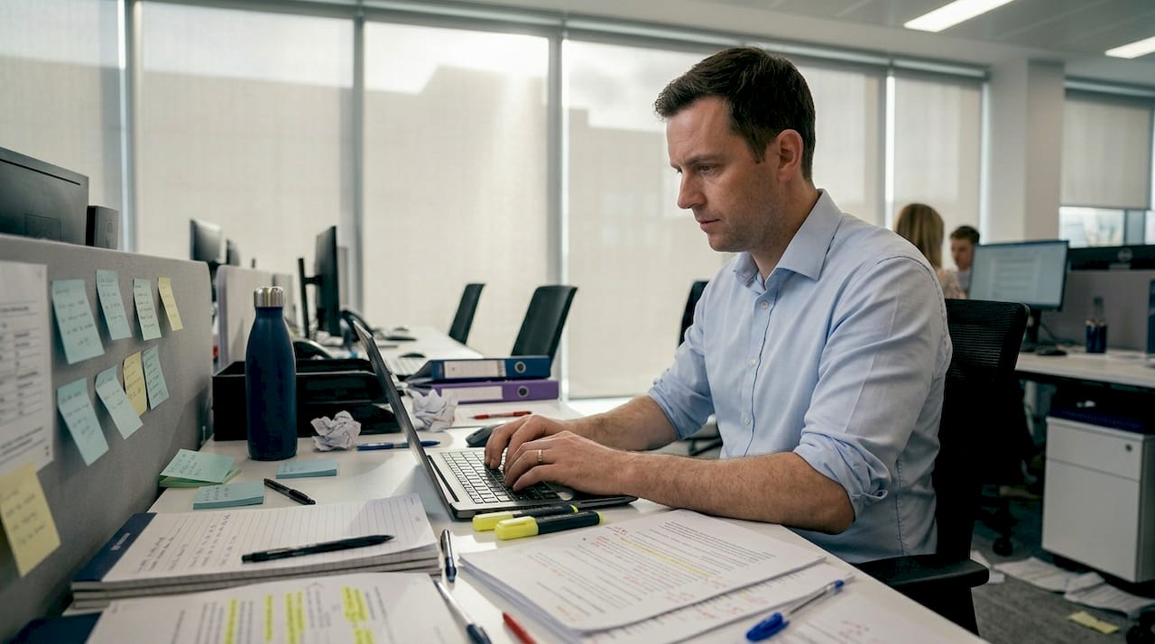 Compliance adviser working on high-risk banking file