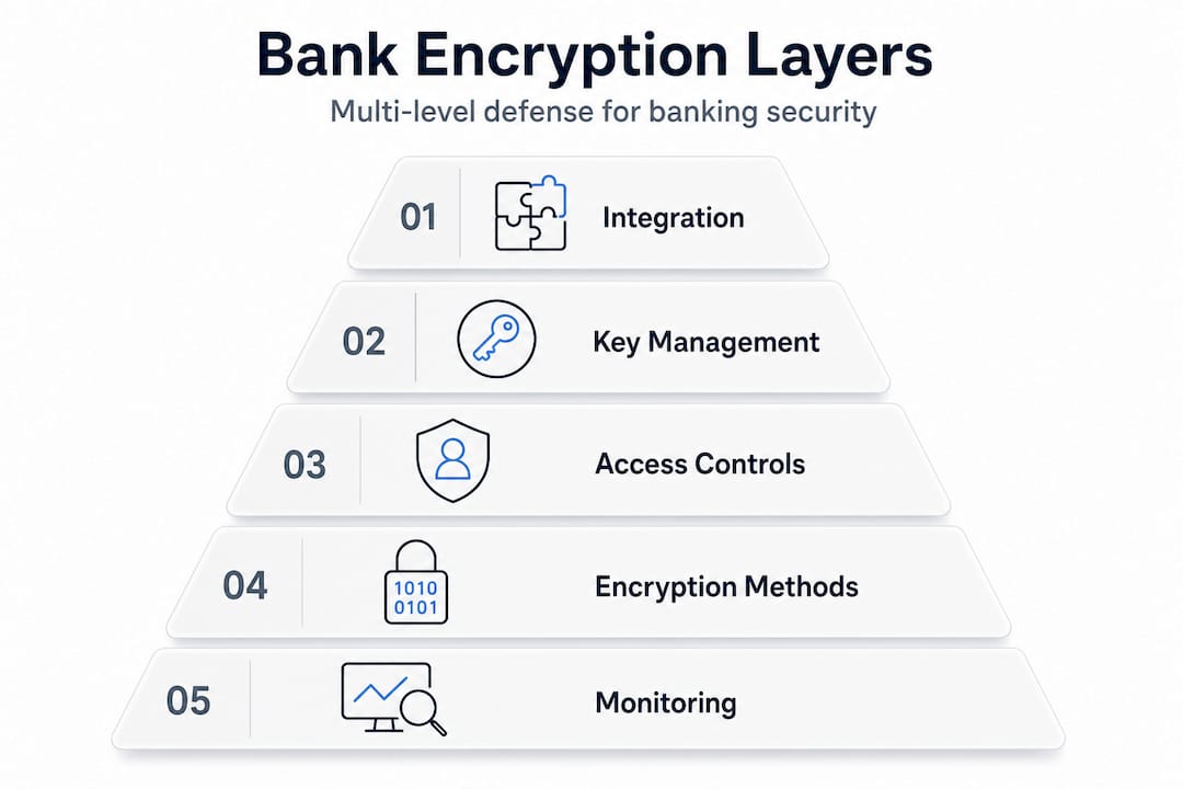 Banking encryption layers hierarchy infographic