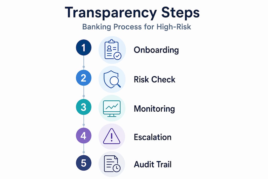 Infographic of transparent banking process steps