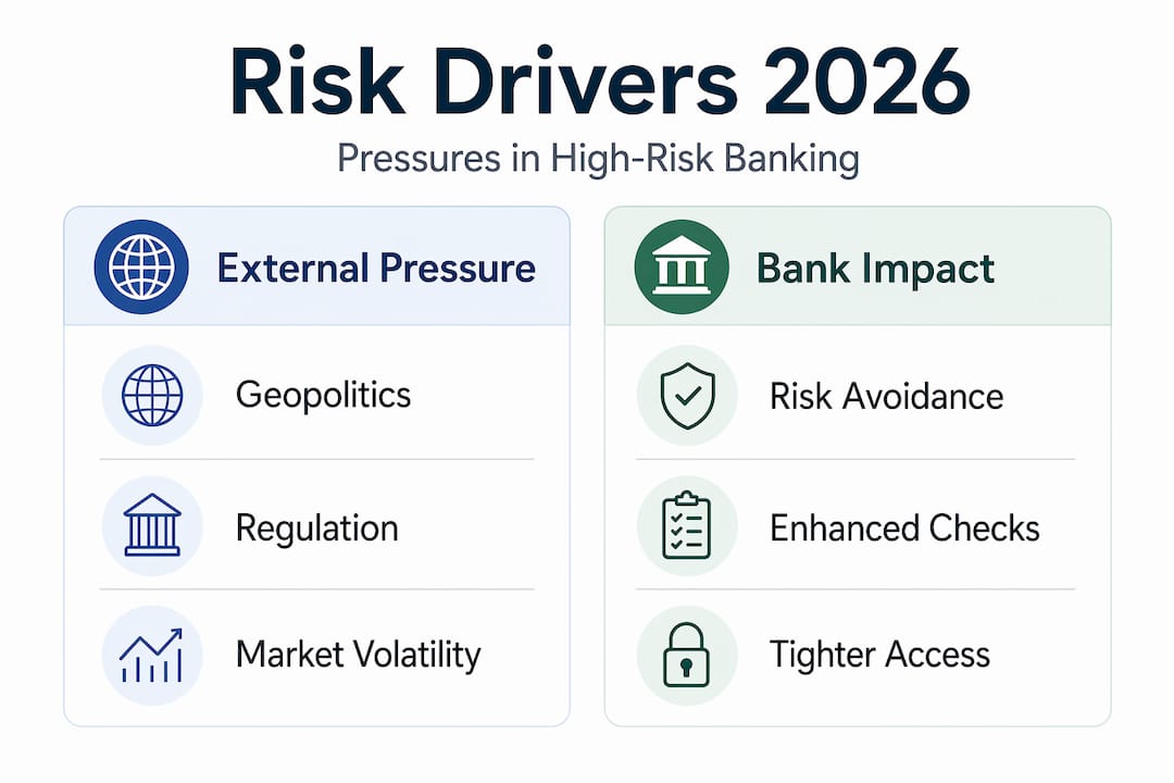 Infographic shows drivers and impacts for 2026 high-risk banking