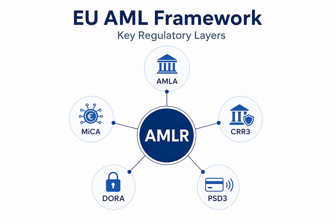 Hierarchy infographic of EU AML regulatory frameworks