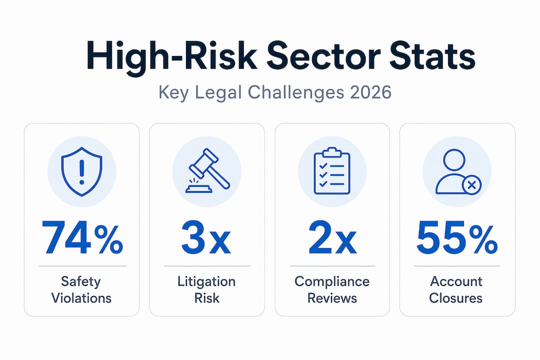 Infographic with high-risk sector legal statistics