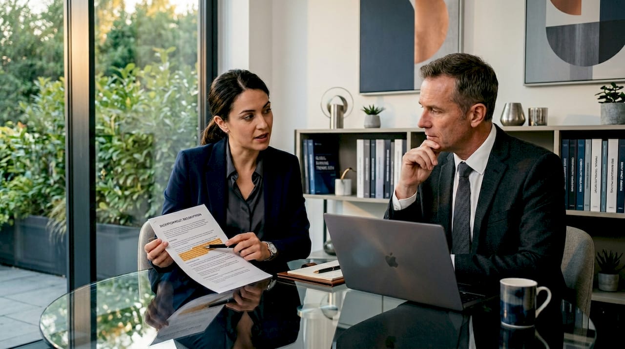 Bank professionals discussing encryption policies