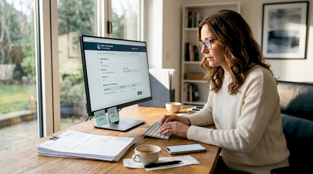 Entrepreneur arranging cross-border payment online