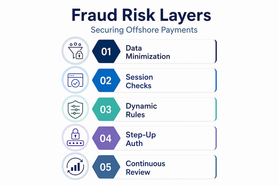 Infographic steps for offshore fraud prevention layers