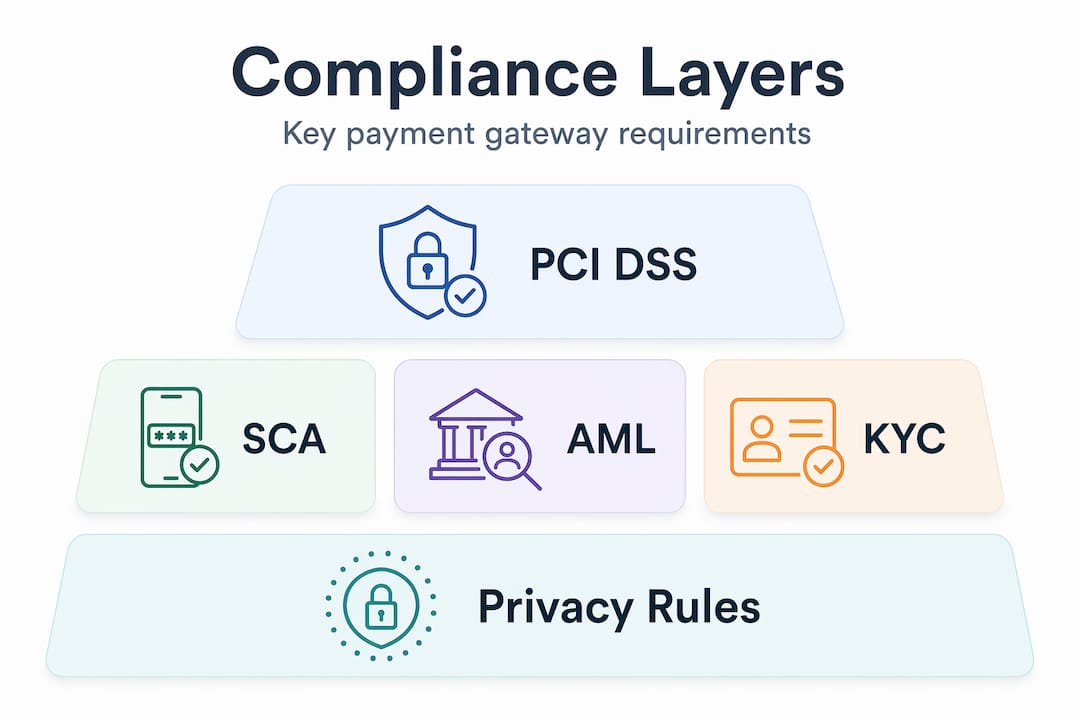 Infographic showing layers of payment compliance