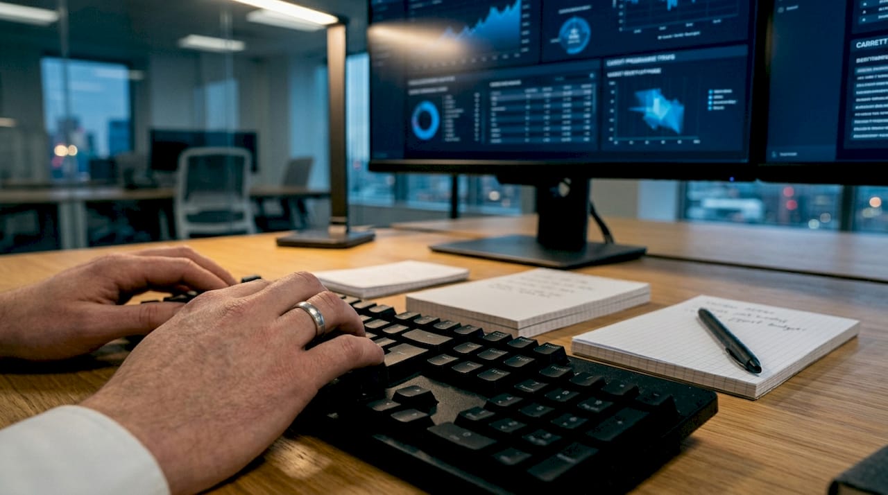 Workstation with encrypted financial data displays