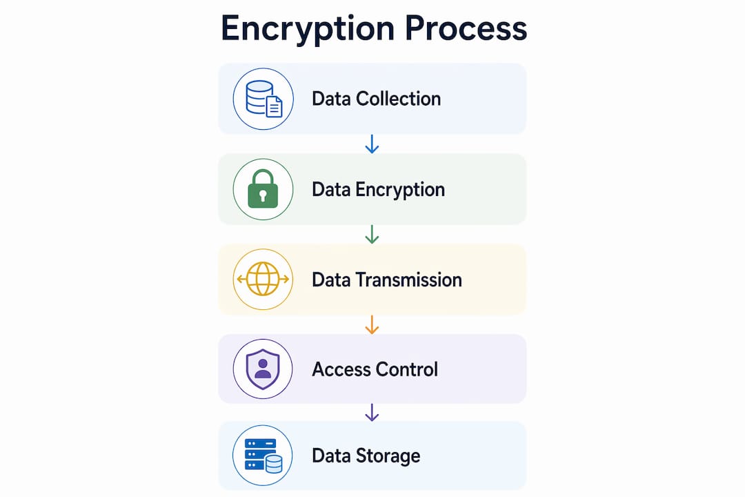 Infographic illustrating encryption process steps