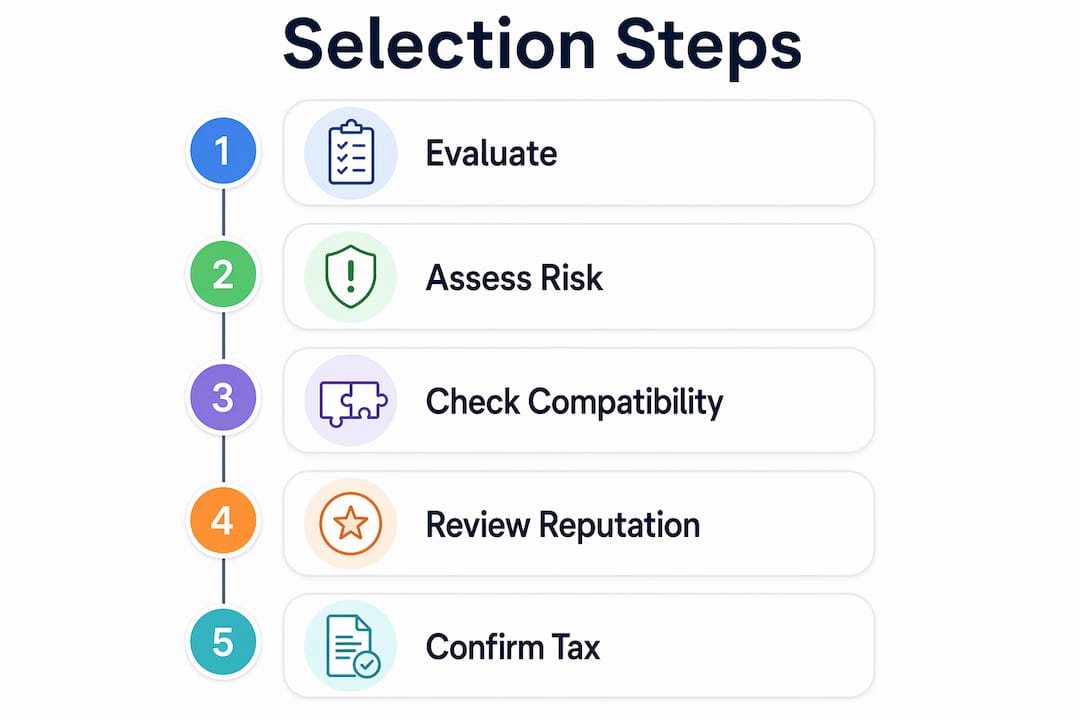Infographic illustrating steps for choosing banking jurisdiction