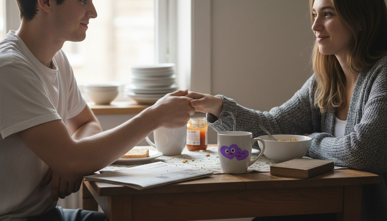 Couple quietly celebrating morning milestone