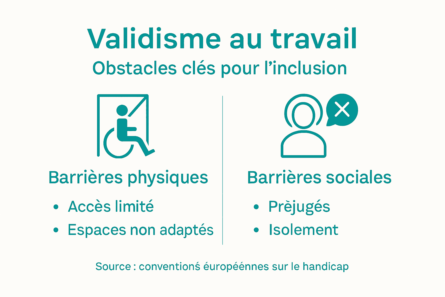 Infographie : comprendre le validisme en milieu professionnel – freins à l’inclusion et pistes d’action
