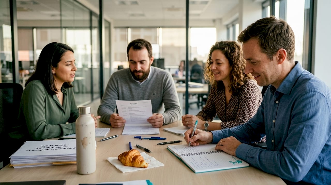 Une équipe échange autour de la question des biais inconscients lors d’une réunion.