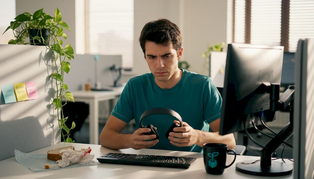 Un salarié personnalise son espace dans l’open space pour se sentir plus à l’aise au travail.