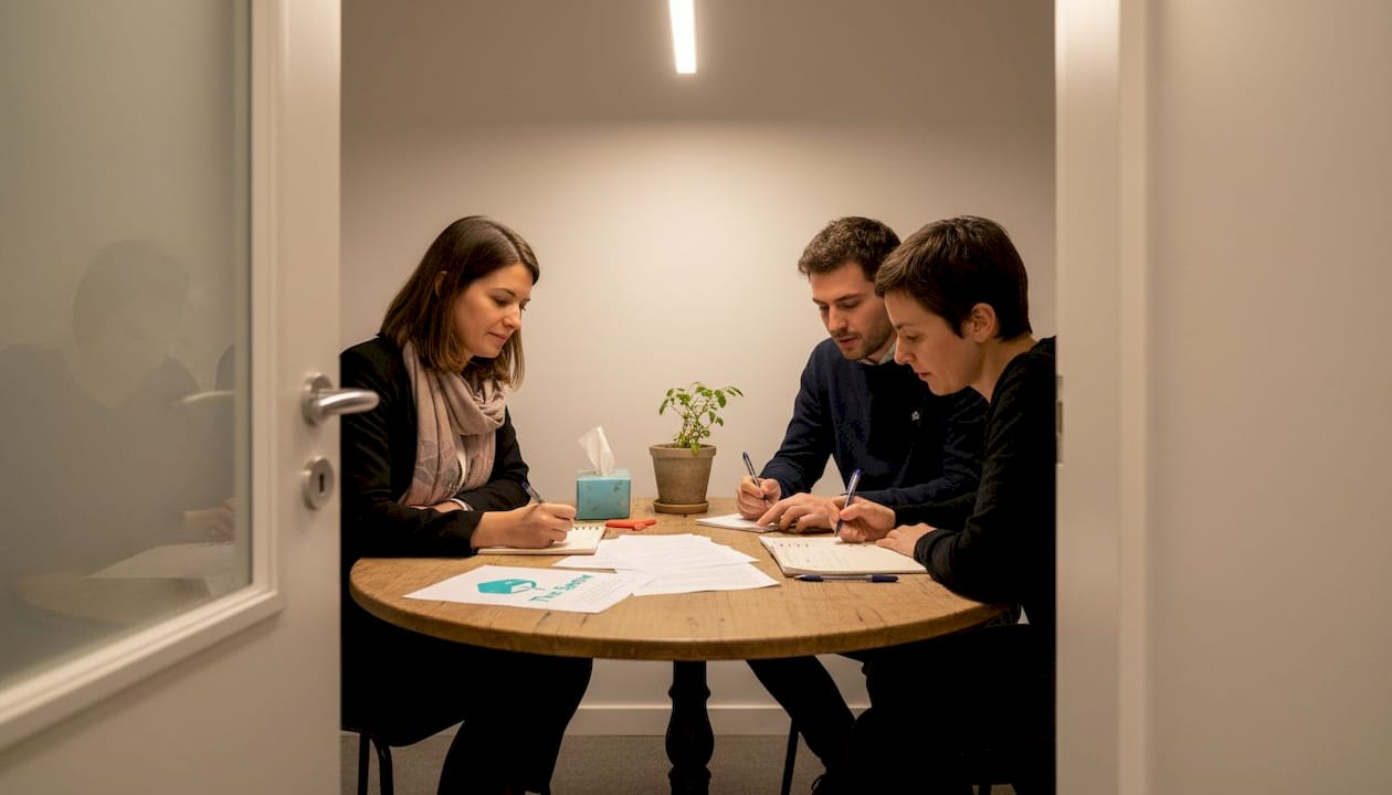 Un groupe aux profils variés en pleine discussion collective, échangeant idées et points de vue.