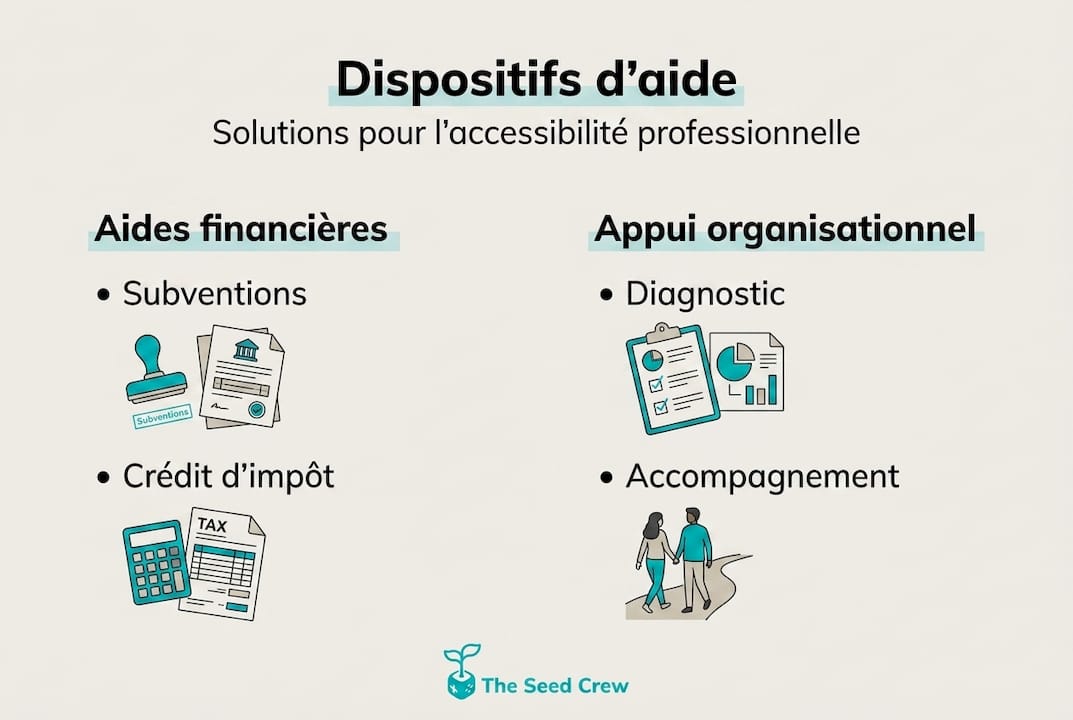 Infographie : les aides pour favoriser l’accessibilité au travail