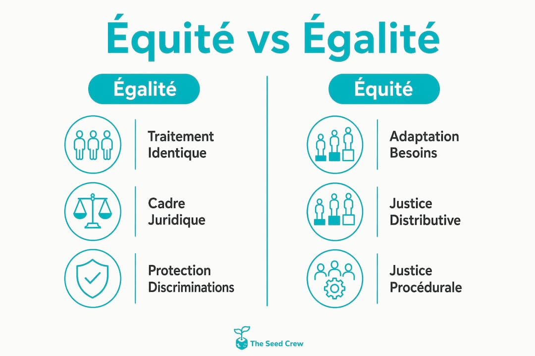 Infographie : différences entre égalité et équité au sein de l’entreprise