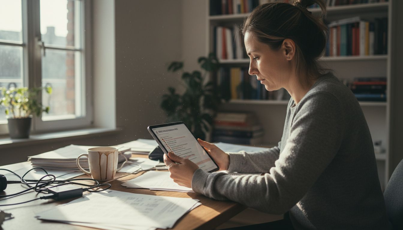 Žena analyzuje technické SEO problémy na webovej stránke.