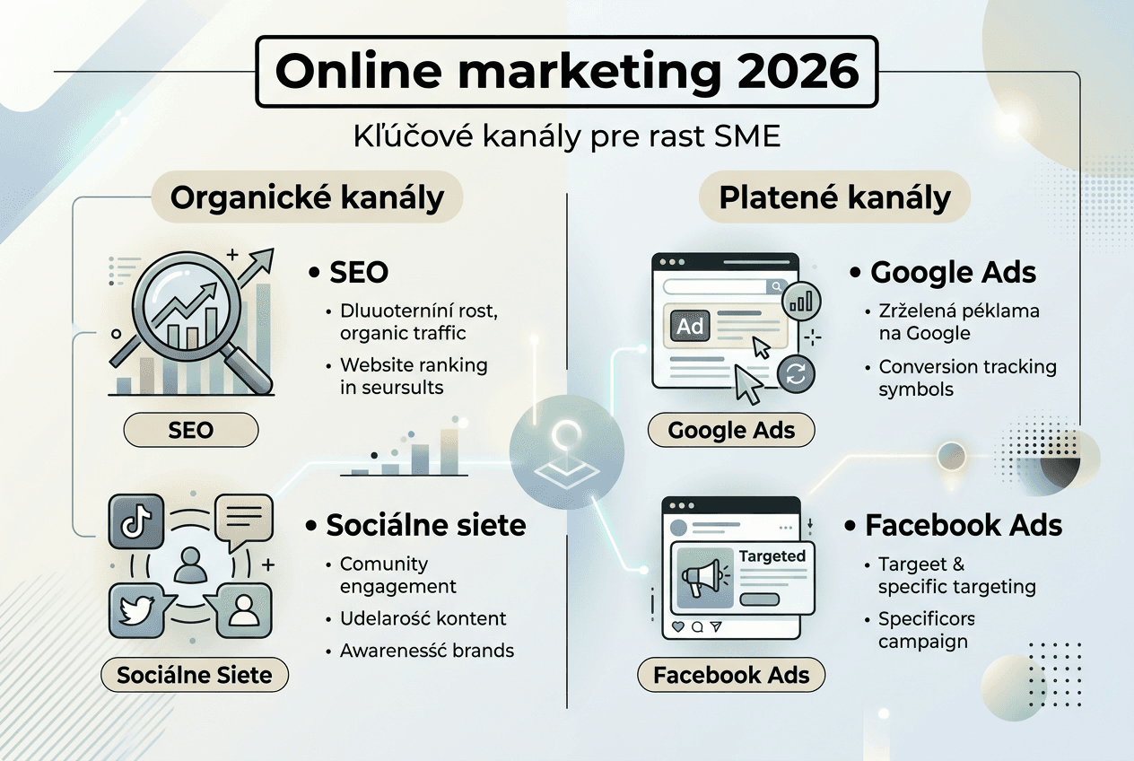 Prehľad najdôležitejších online marketingových kanálov v prehľadnej infografike