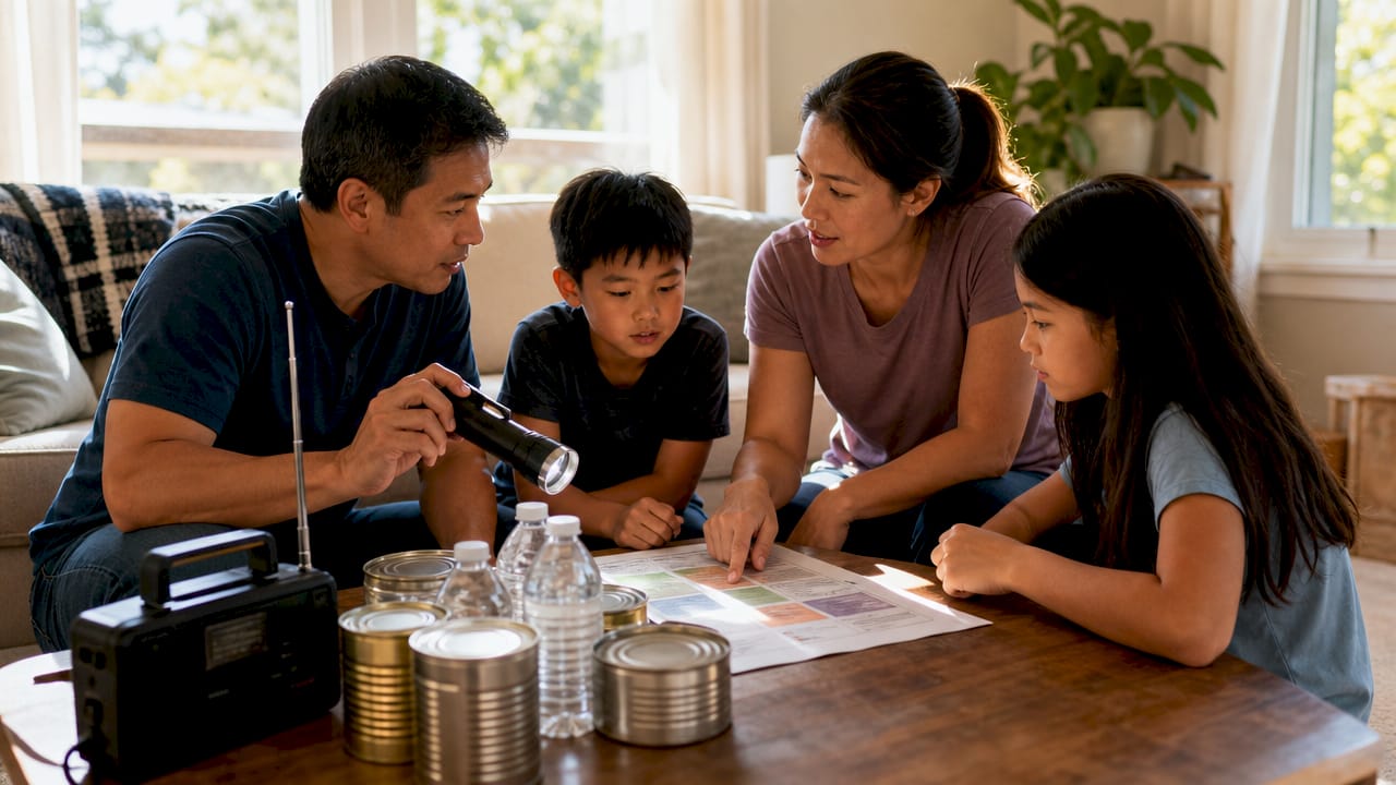 Family planning emergency preparedness at kitchen table