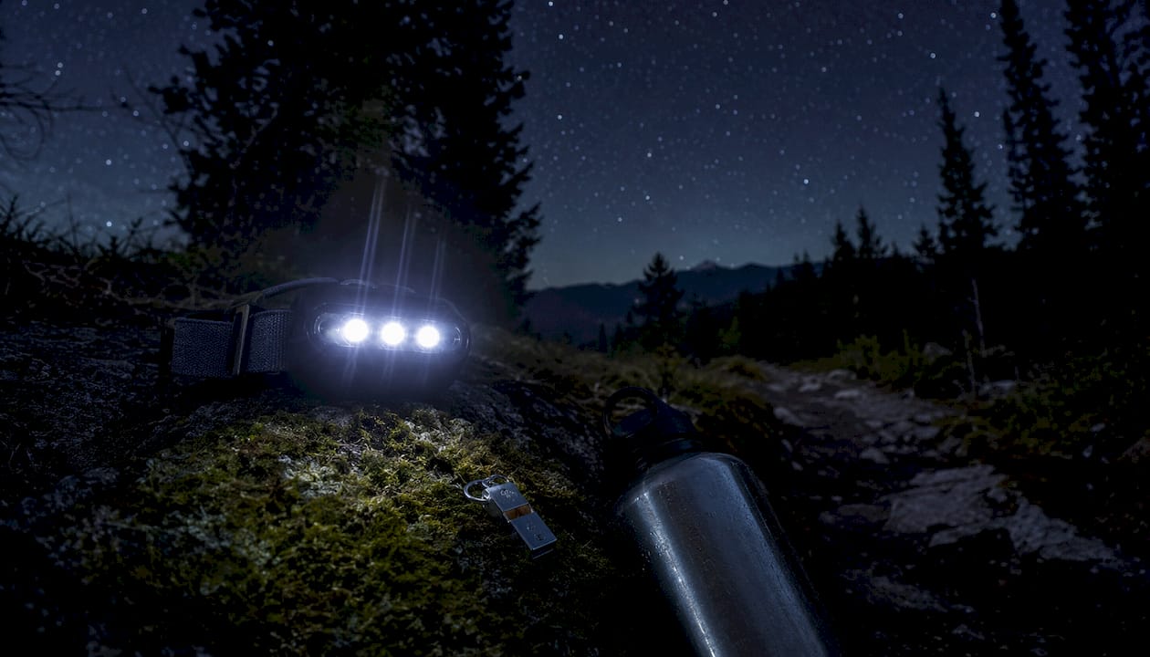 Strobing headlamp signaling in dark forest