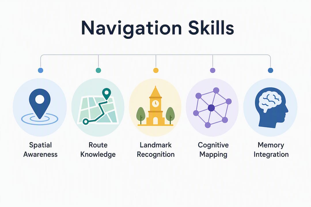 Infographic illustrating key navigation skill components