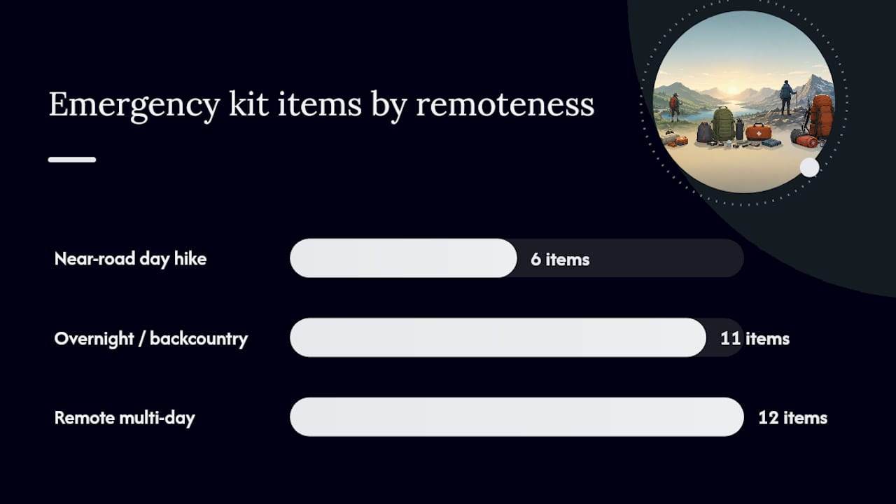 Emergency kit requirements by remoteness level infographic