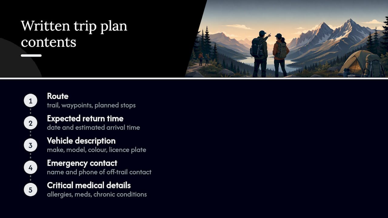Five elements of a hiking trip plan