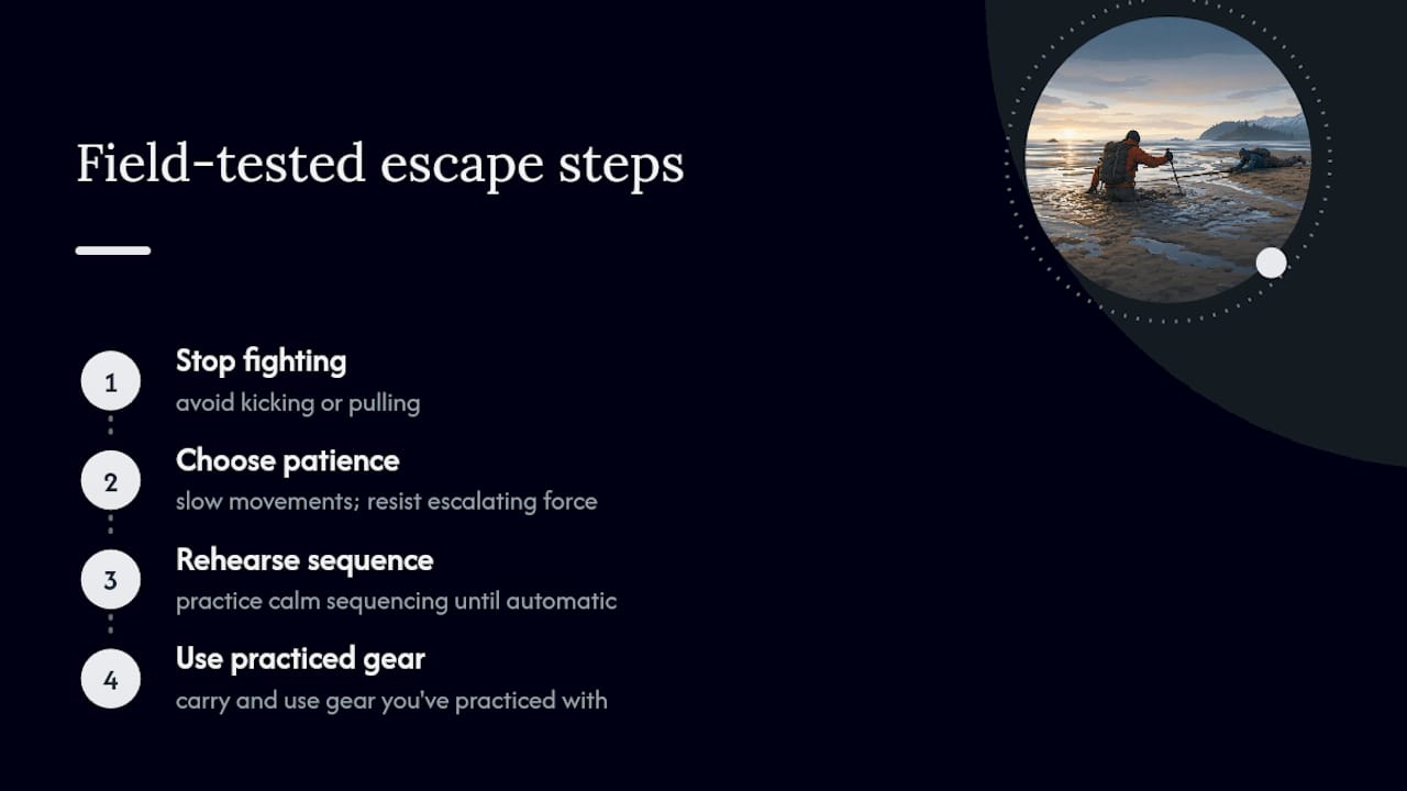 Four-step quicksand escape process