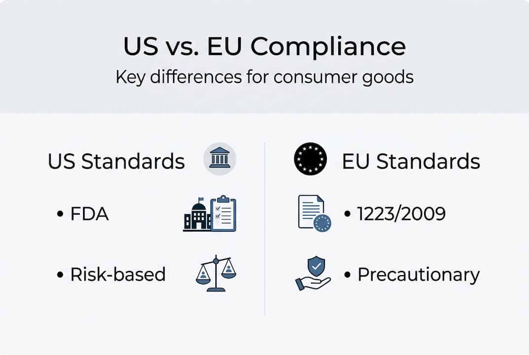 Infographic showing US and EU compliance differences