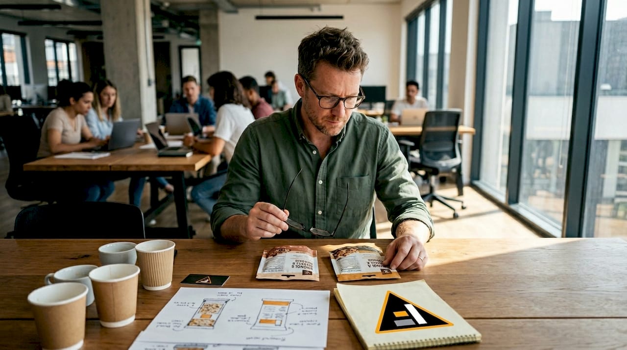 Brand manager comparing product ingredient lists