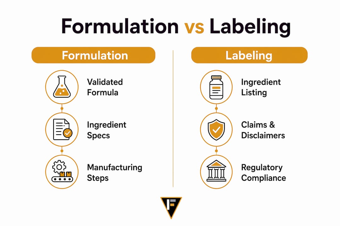Infographic comparing supplement formulation and labeling
