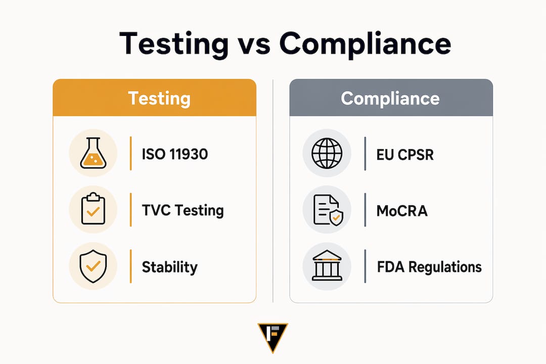 Infographic comparing testing methods and compliance requirements