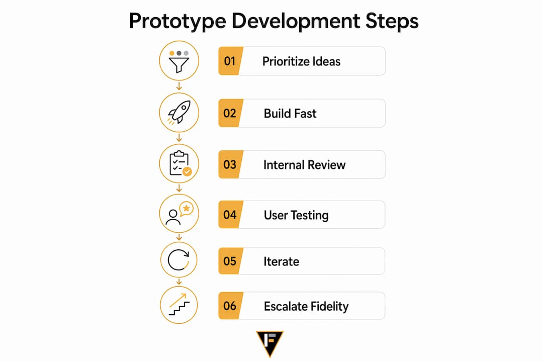 Infographic illustrating prototype development process steps