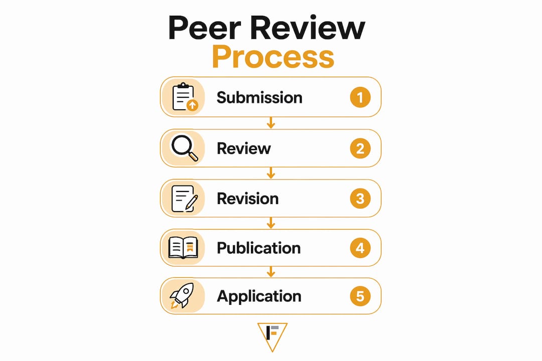 Infographic illustrating peer review publication stages