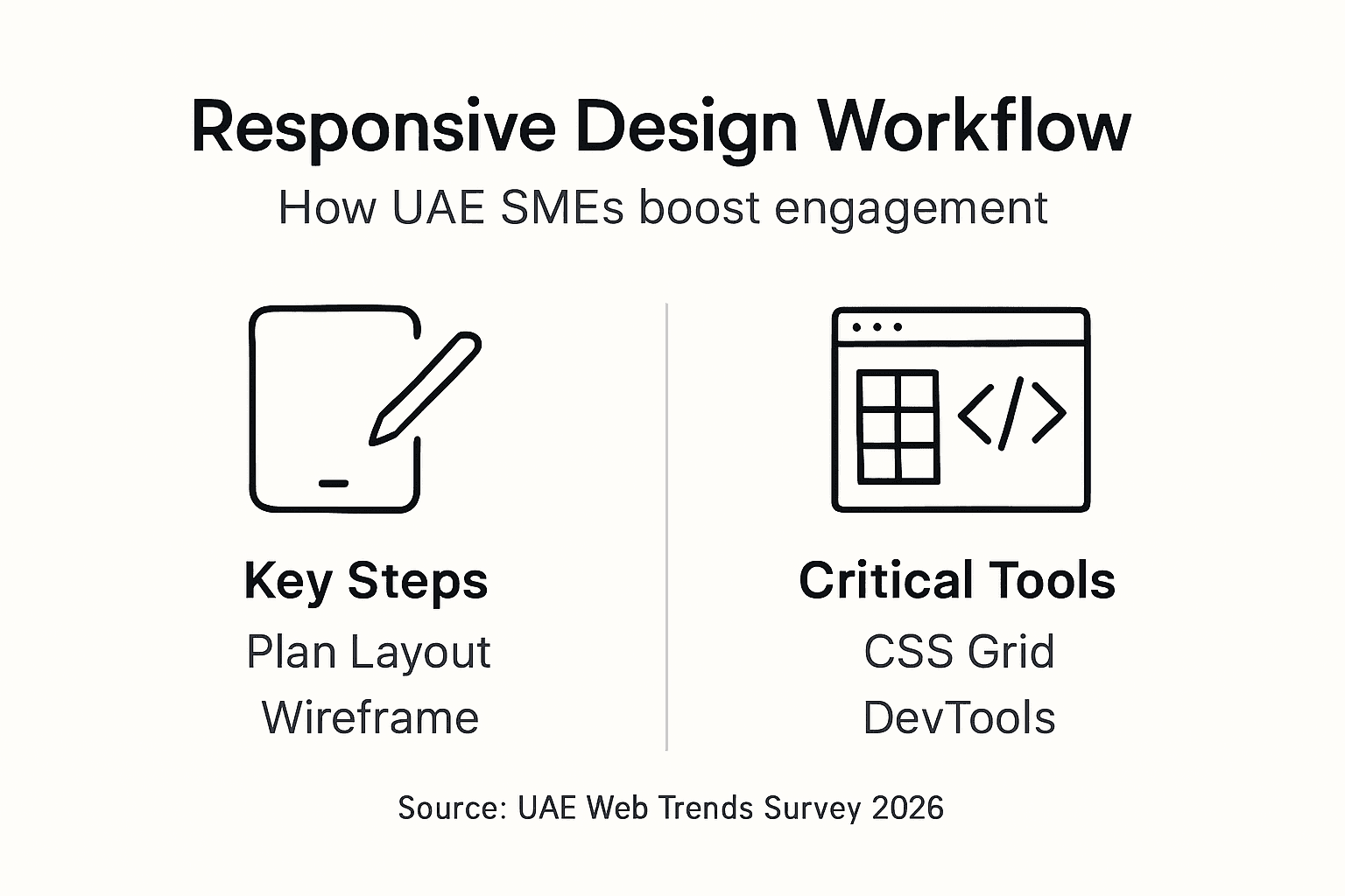 Infographic showing responsive design workflow key steps