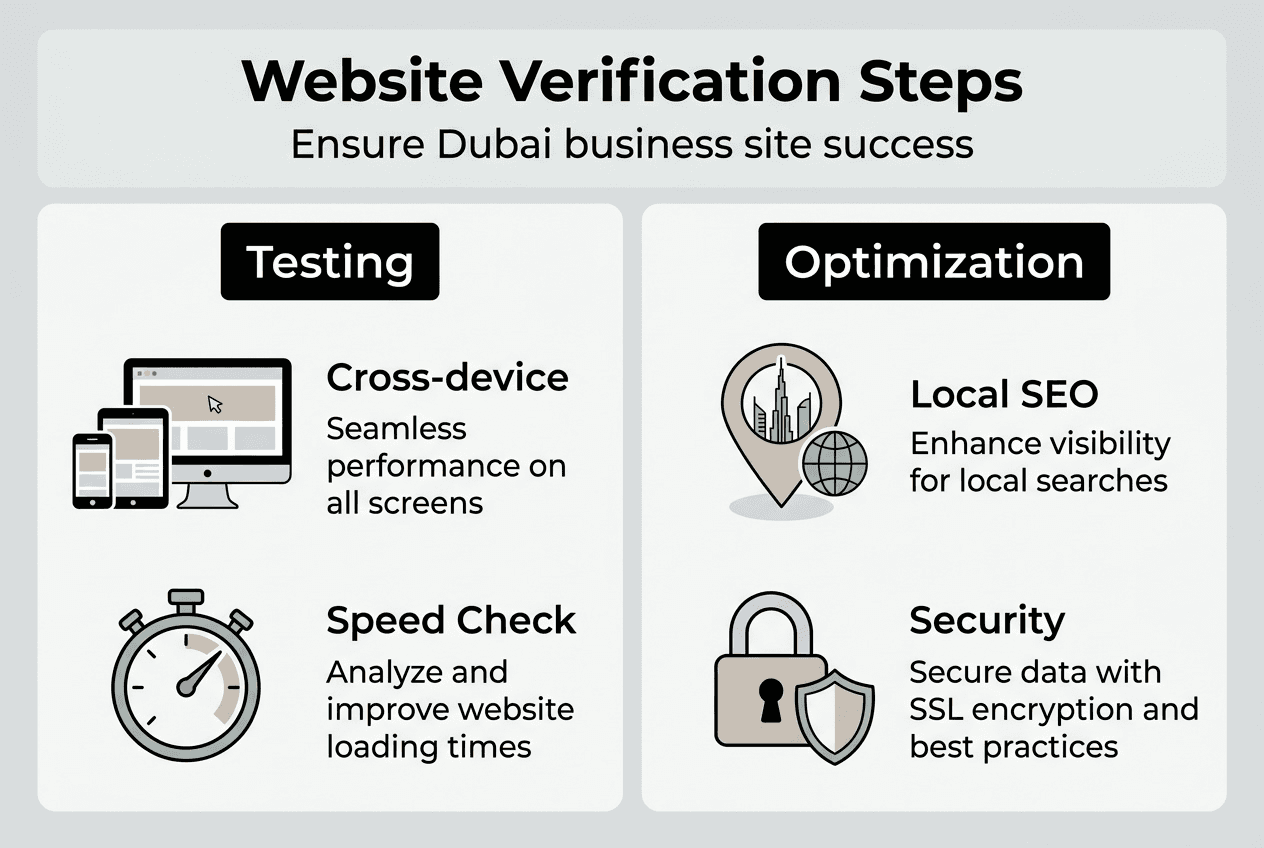 Web Design Dubai 2 Infographic showing Dubai website verification steps