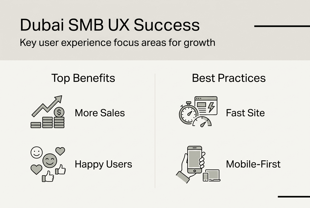 Infographic of Dubai SMB UX benefits and practices
