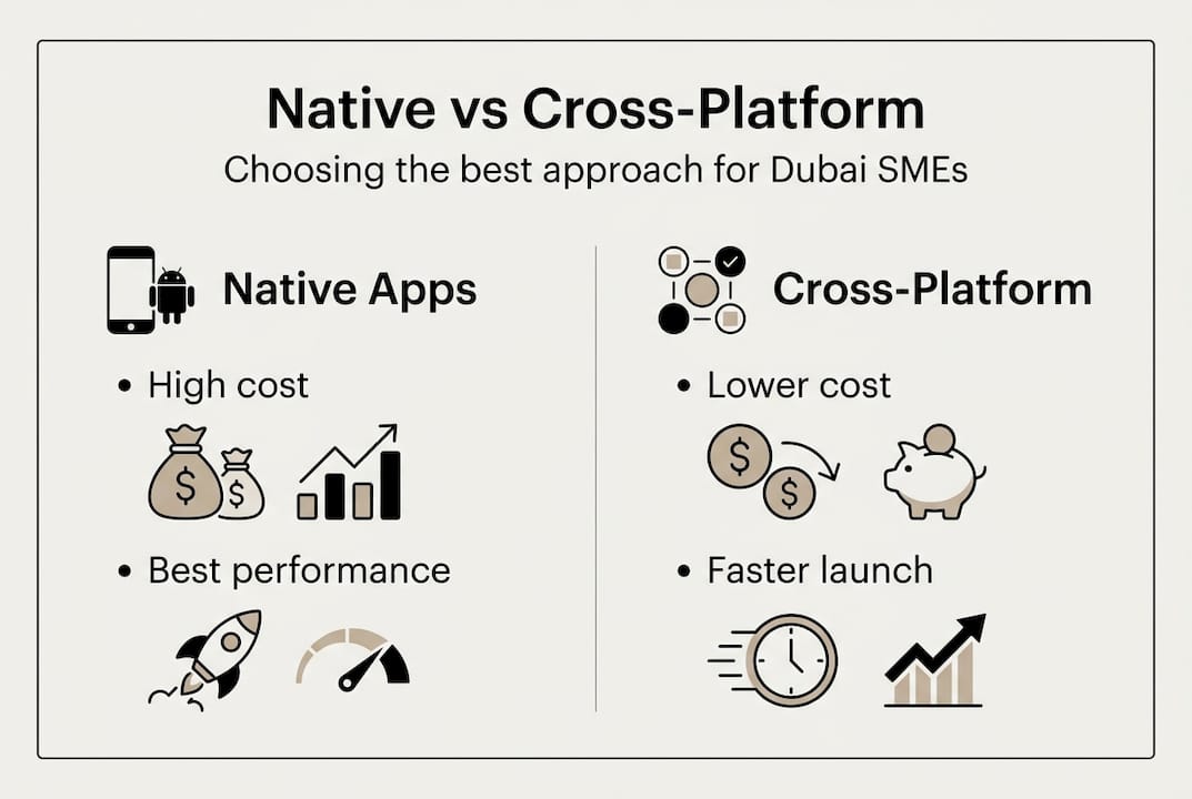 Infographic comparing native and cross-platform apps