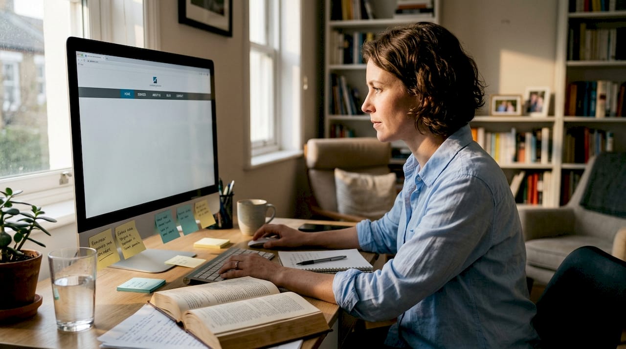 Web Design Dubai 1 Small business owner updating informational website