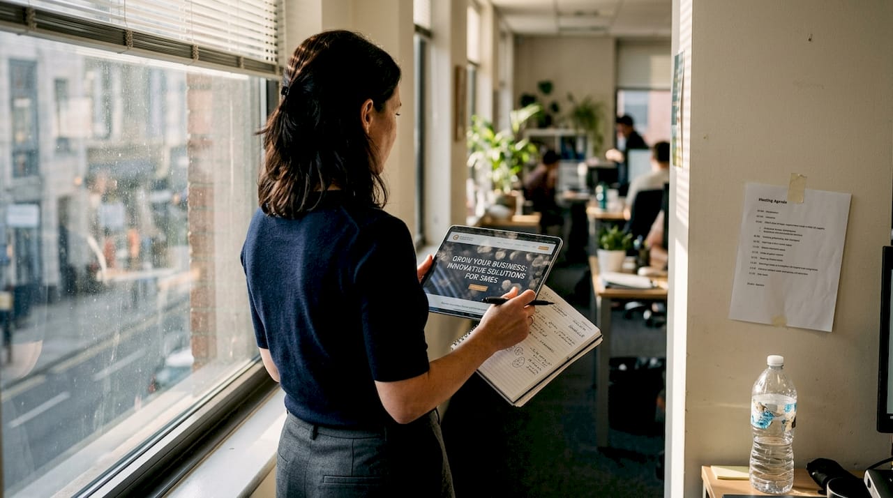 Web Design Dubai 1 Marketing manager studies SME homepage for trust