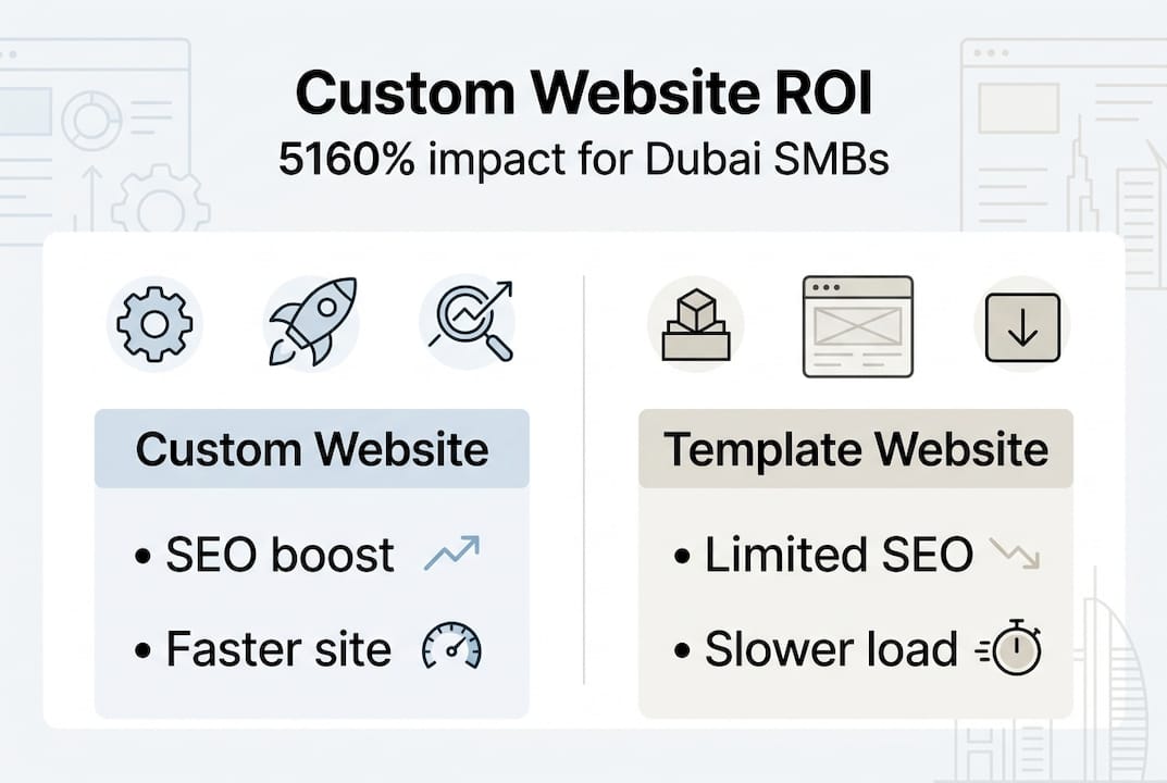 Web Design Dubai 2 Infographic comparing custom and template websites