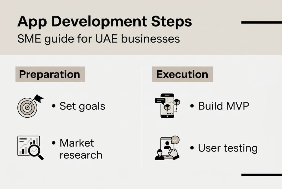 Web Design Dubai 2 Infographic showing steps for UAE SME app development