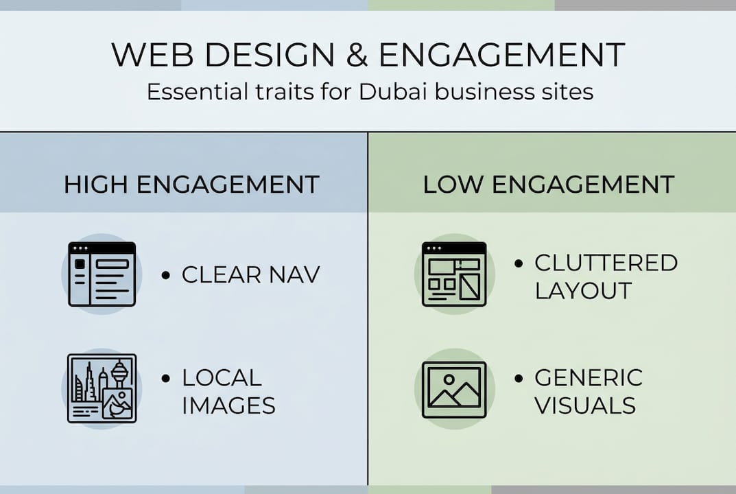 Infographic of web design traits for engagement