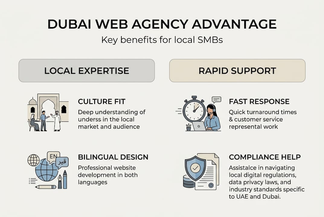 Web Design Dubai 1 Infographic showing Dubai agency SMB advantages