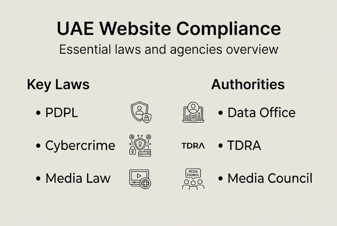 Infographic of UAE website compliance laws and agencies