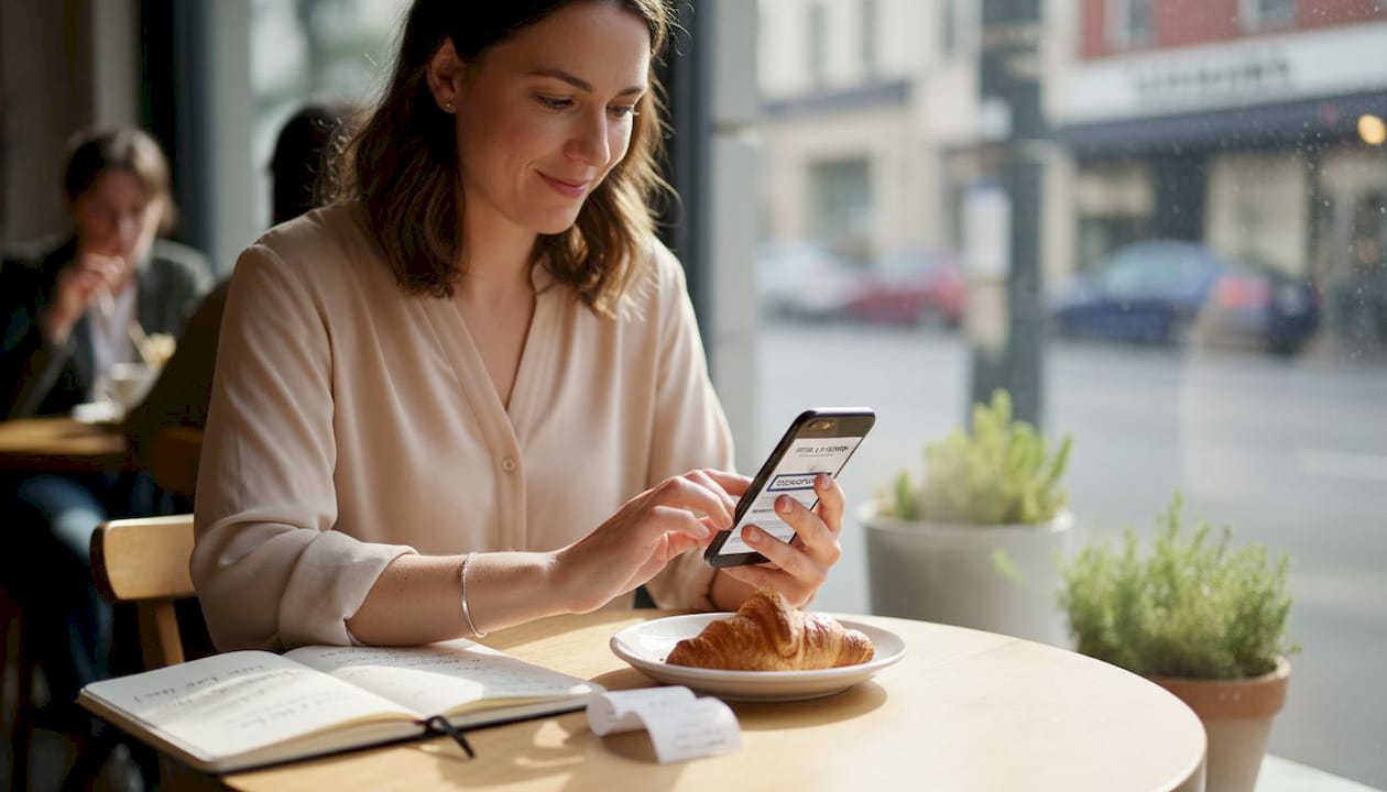 Business owner testing mobile app checkout