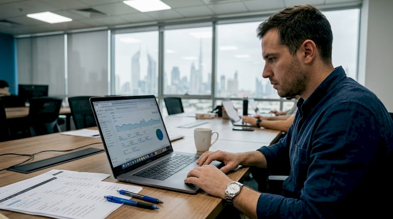 Staff reviewing website analytics during audit