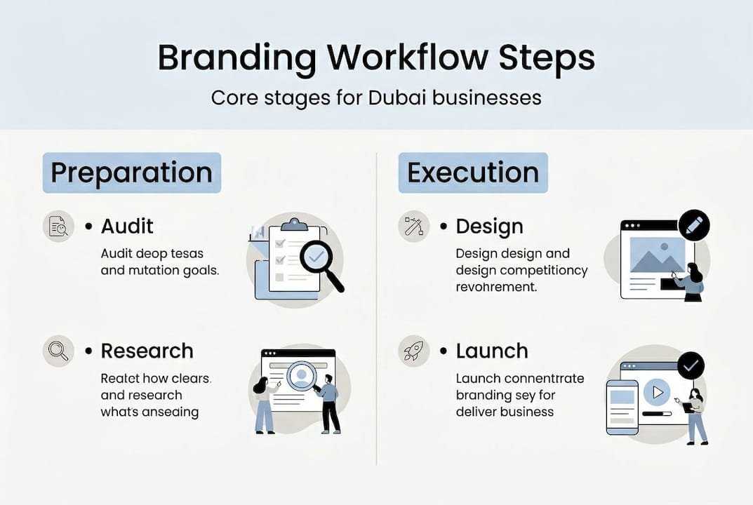 Infographic showing branding workflow stages